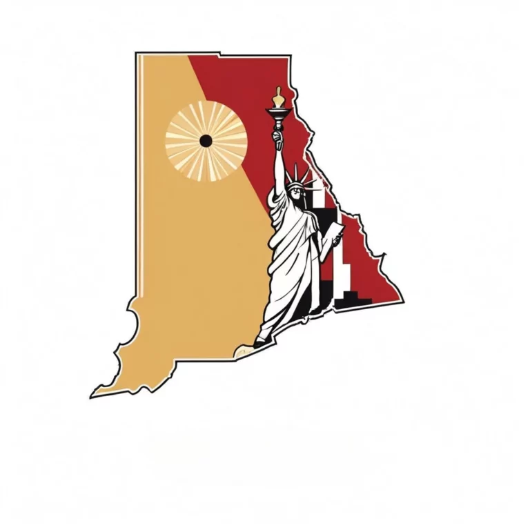 concealed carry laws Rhode Island - Map of state - Art deco style