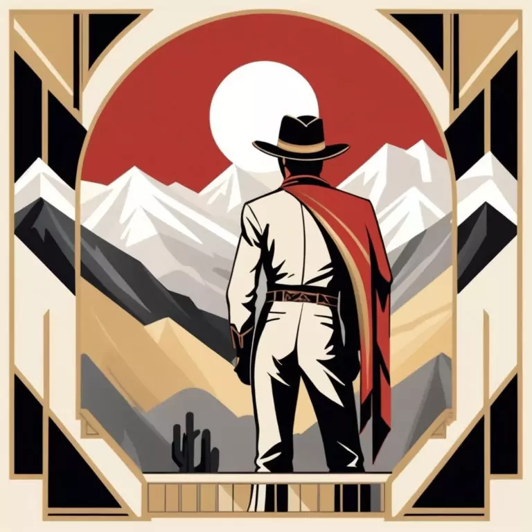 cowboy looking out at the mountains