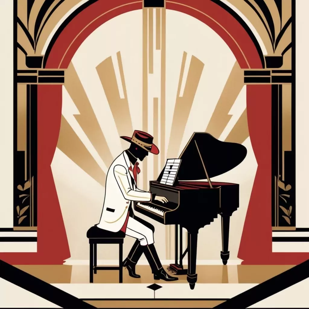 cowboy playing piano