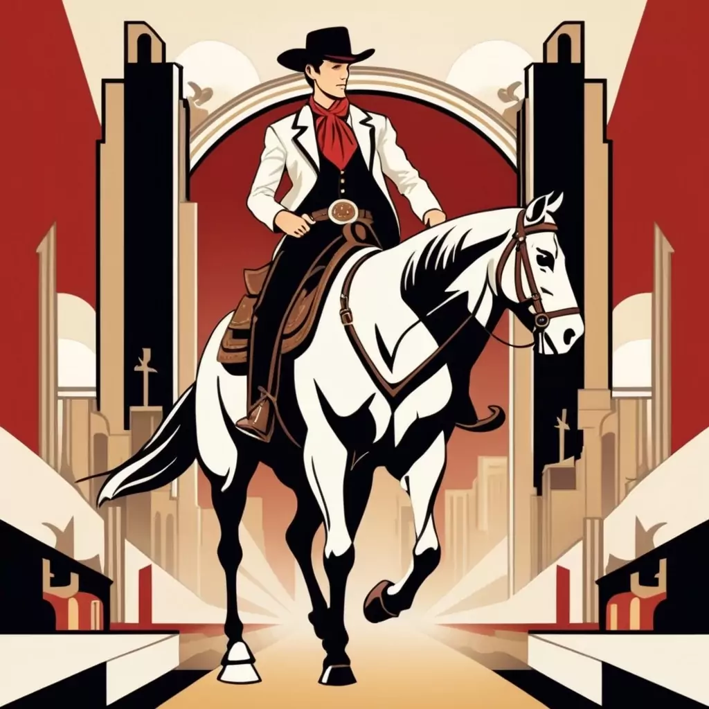 cowboy riding into town