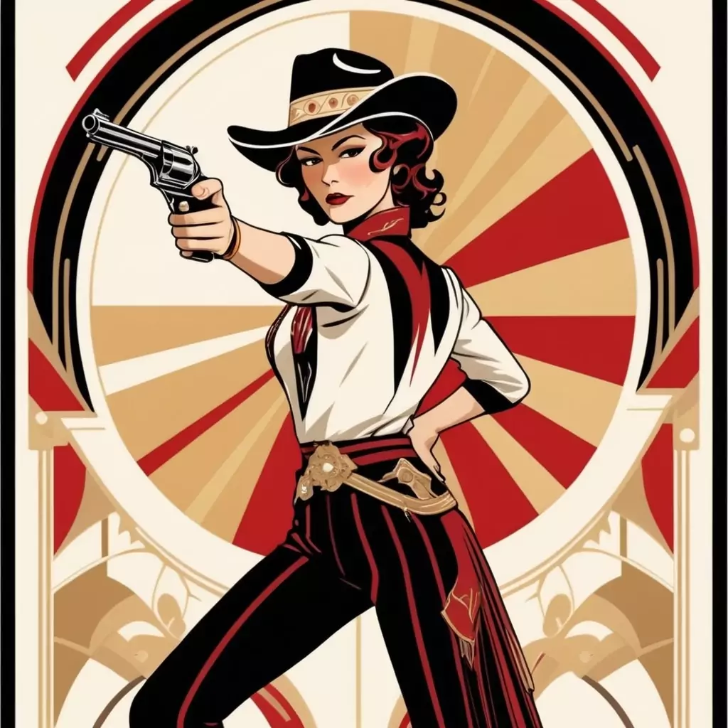 cowgirl shooting a pistol